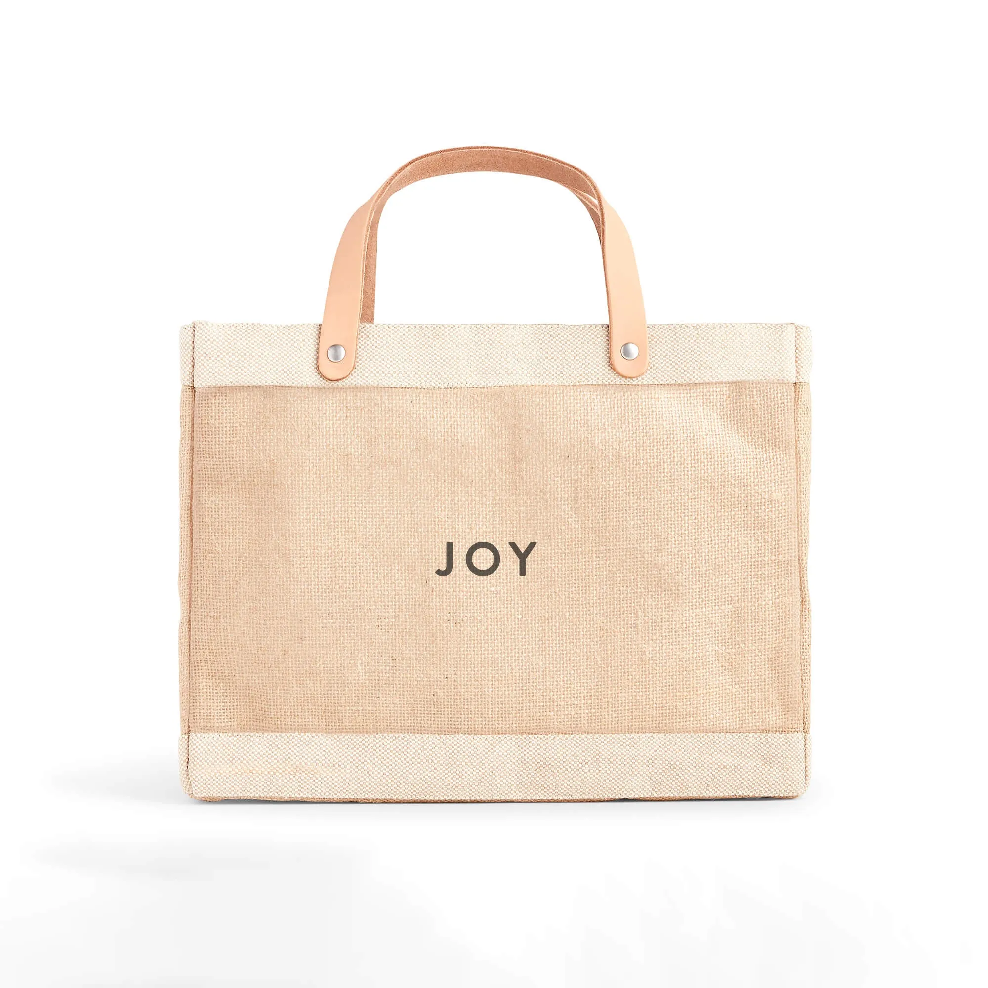 Petite Market Bag in Natural with “JOY”