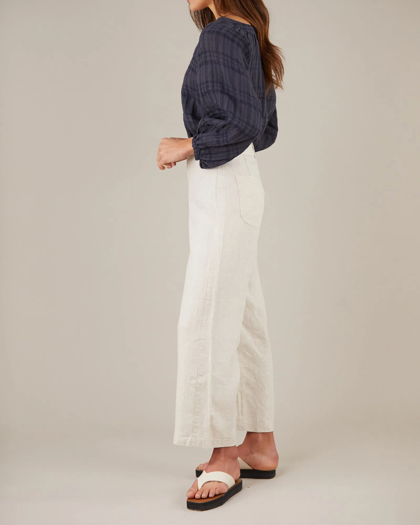 Pila Linen Blouse - Navy