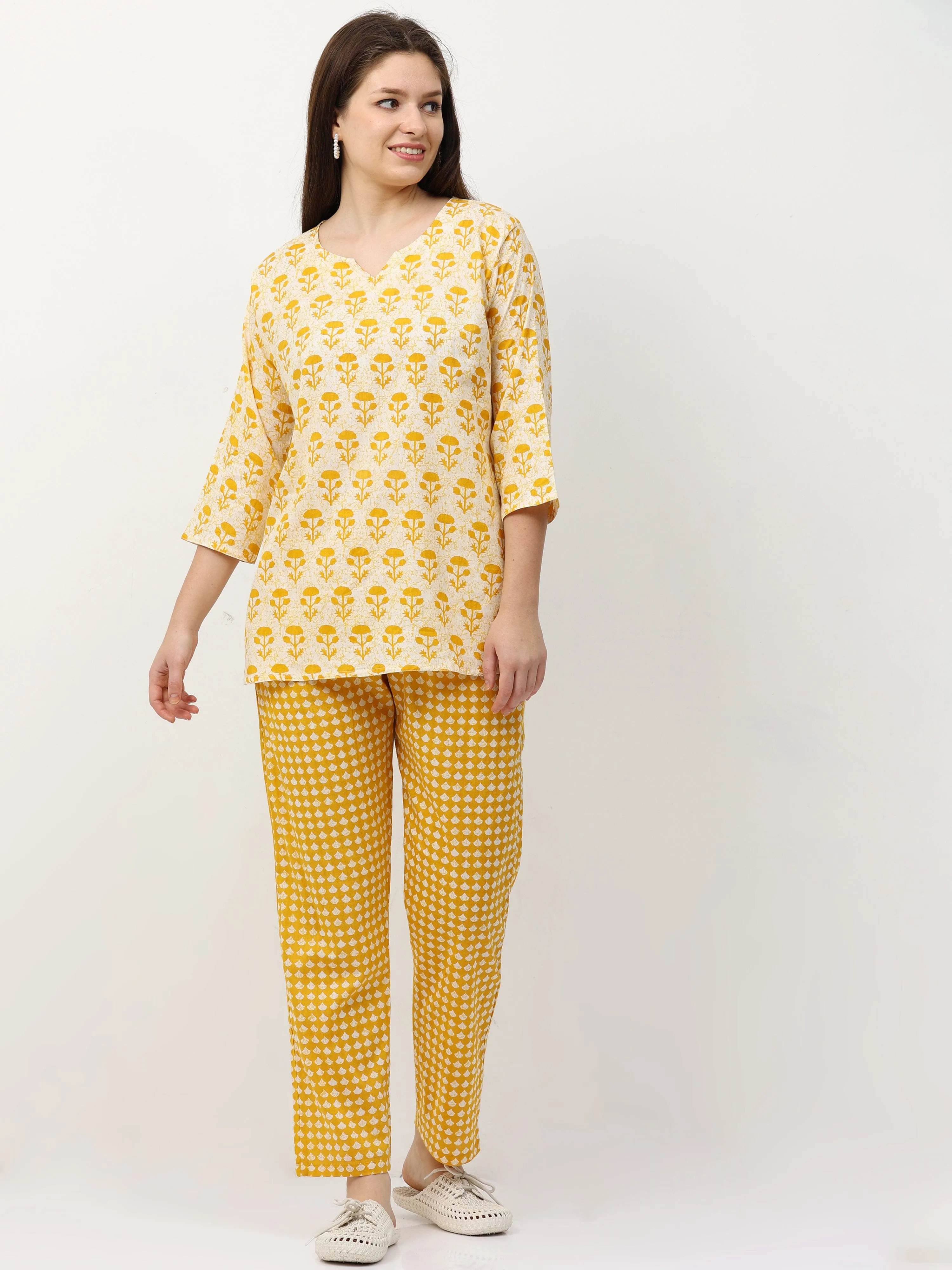 Pure Cotton Co-ord Sets Yellow