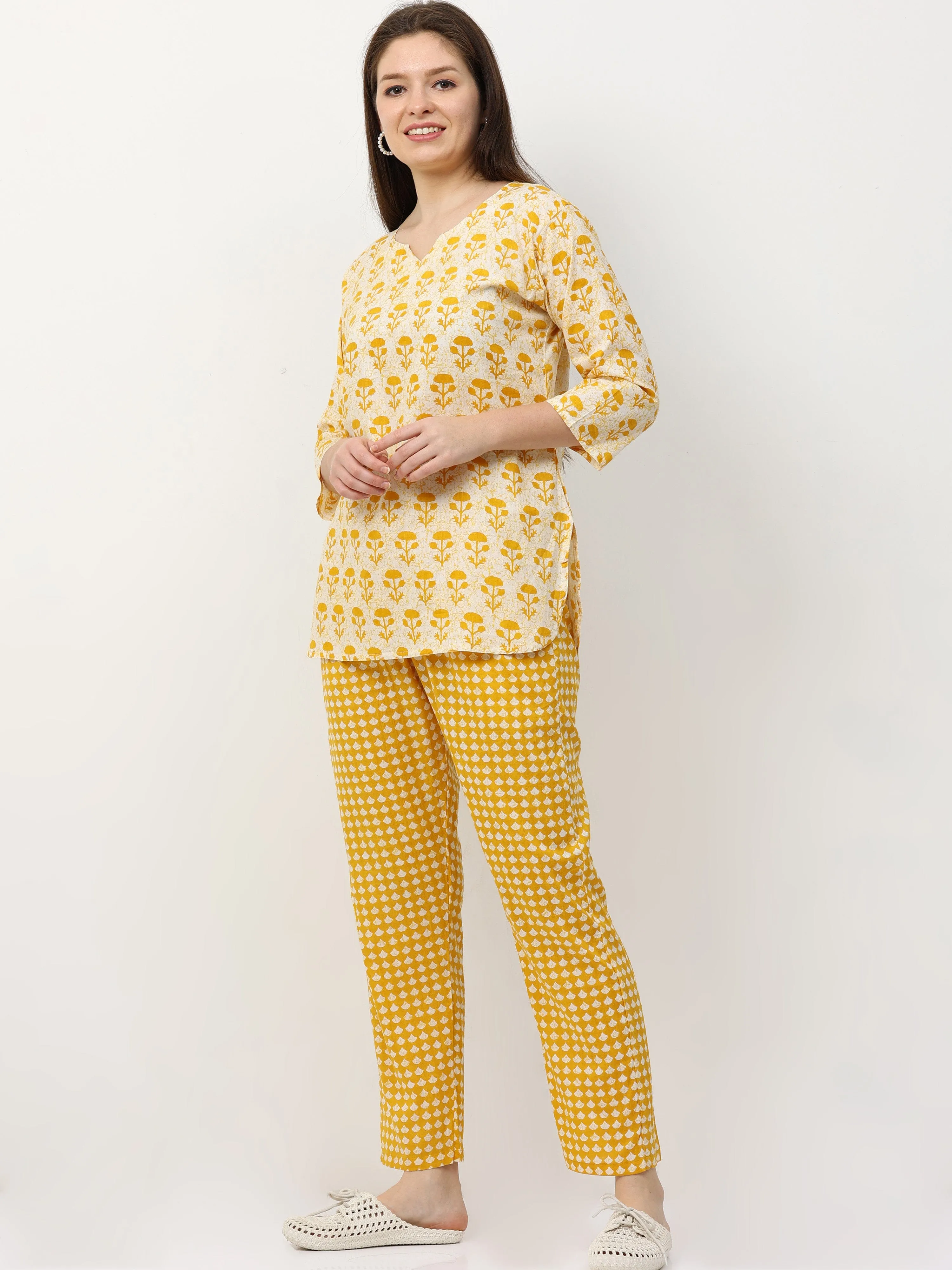 Pure Cotton Co-ord Sets Yellow