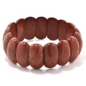 Red Jasper Gemstone 25mm Beads Elastic Bracelet