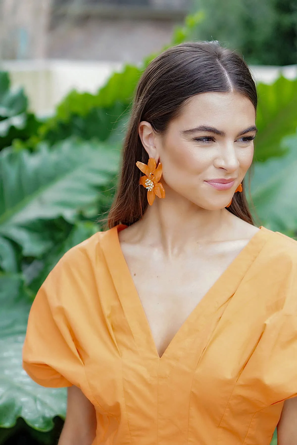 Resin Flower Statement Earrings