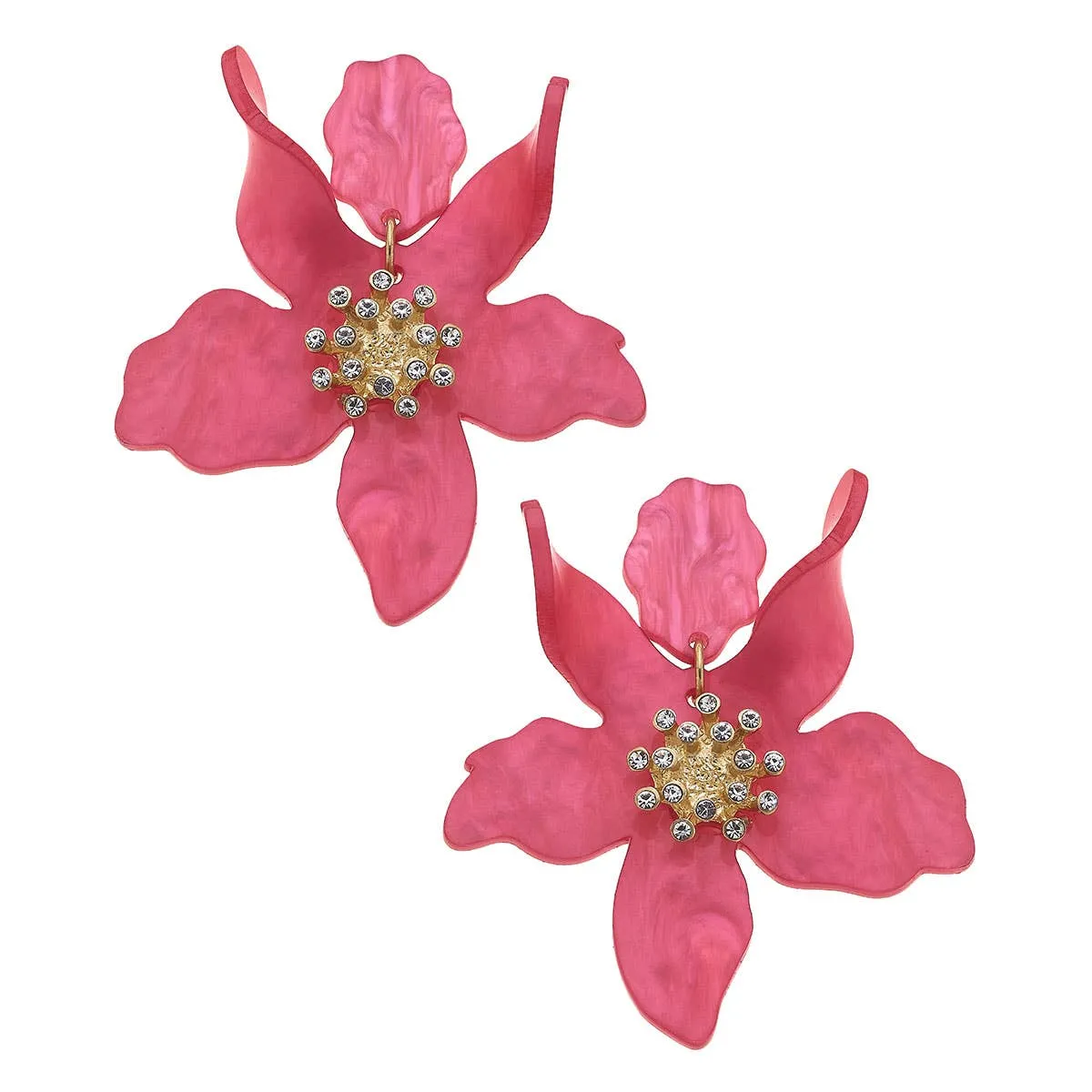 Resin Flower Statement Earrings