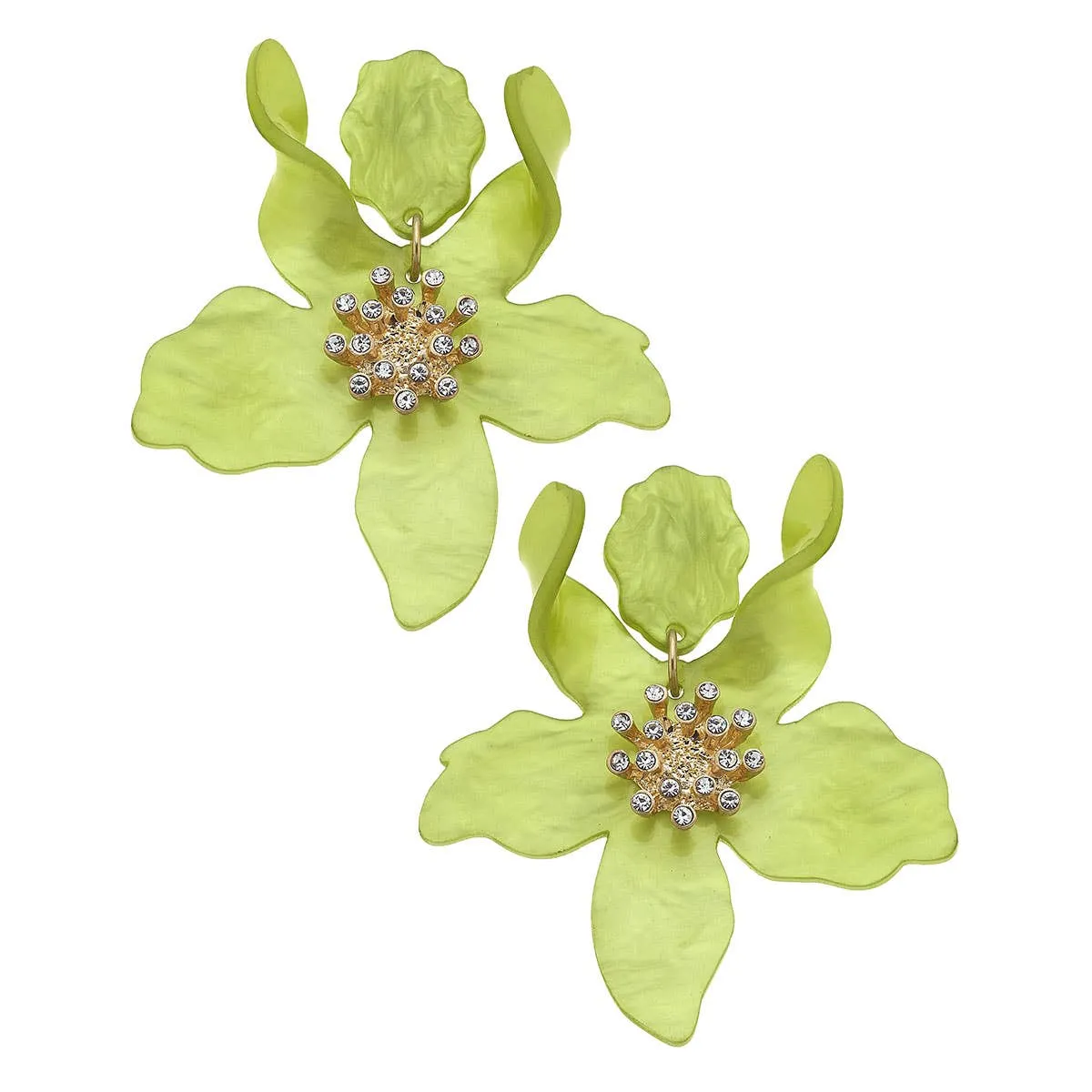 Resin Flower Statement Earrings