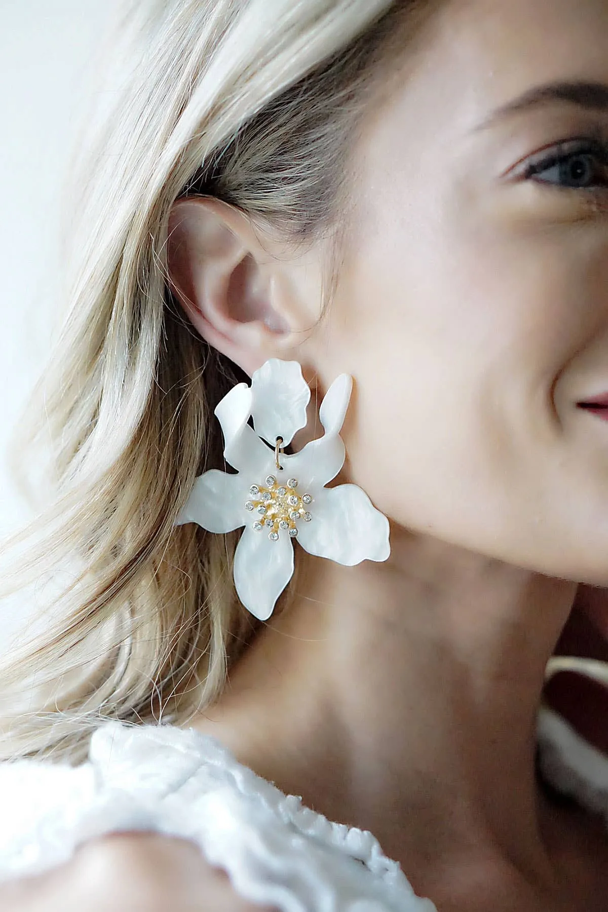 Resin Flower Statement Earrings