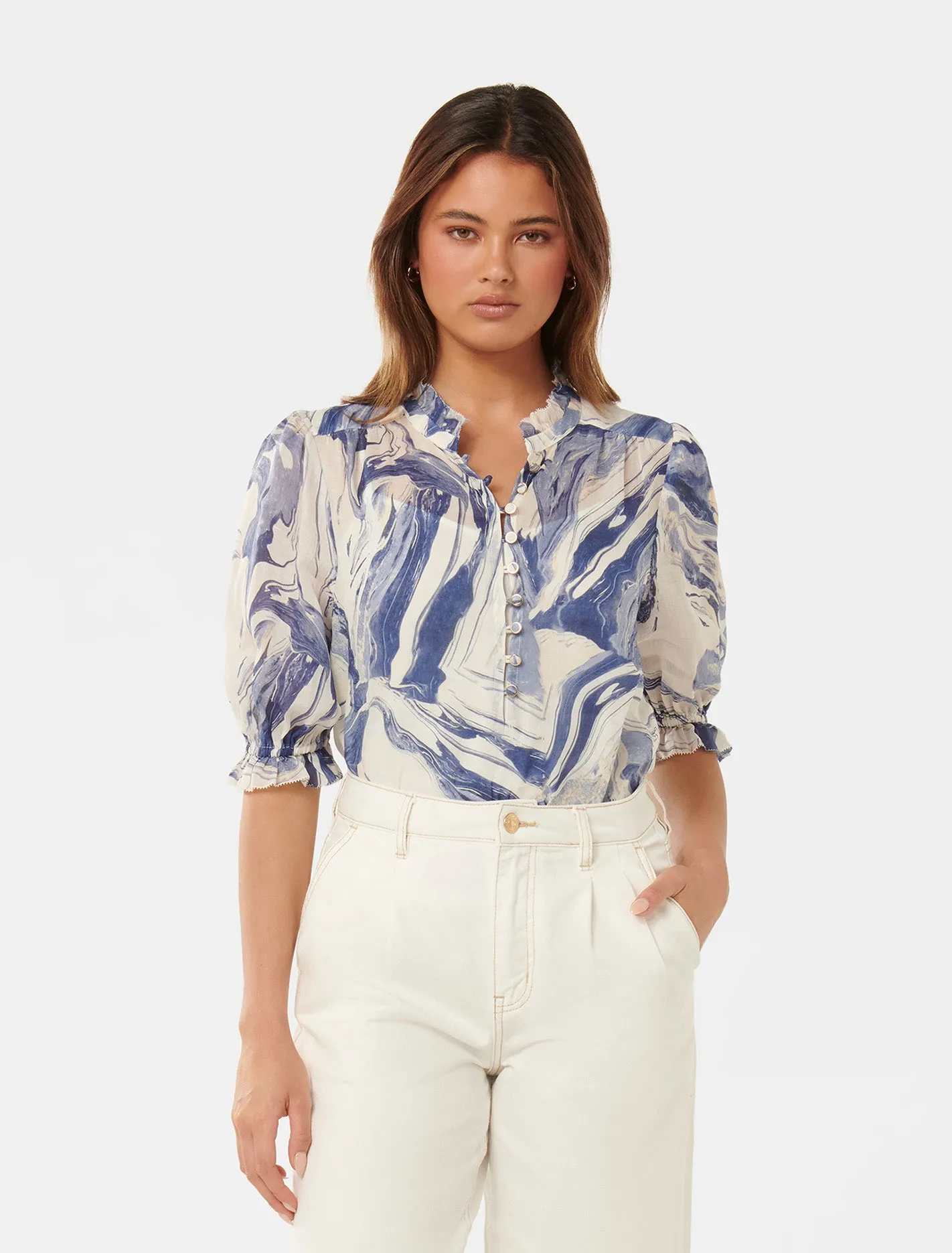 Rita Half Placket Ramie Blouse