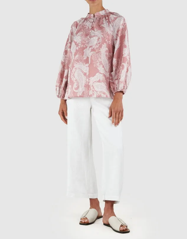 Rosa Paisley Linen Blouse