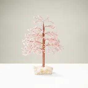 Rose Quartz Tree of Life on Quartz Cluster Base