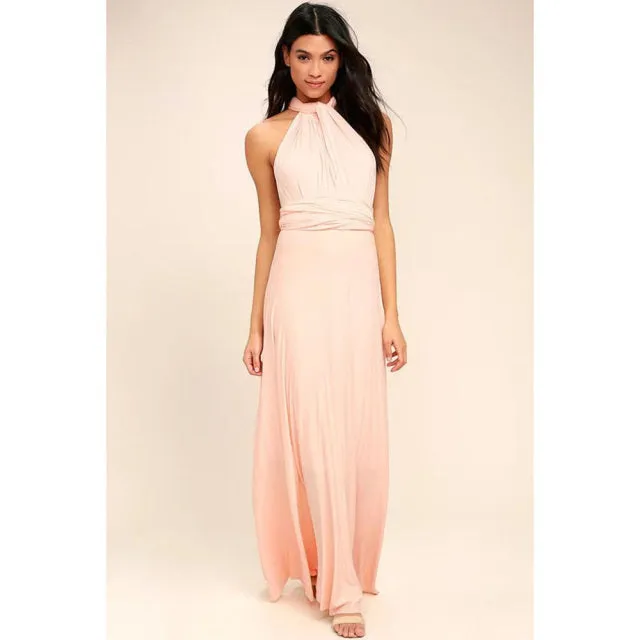 Sleeveless Boho Maxi Dress Top - Light Pink