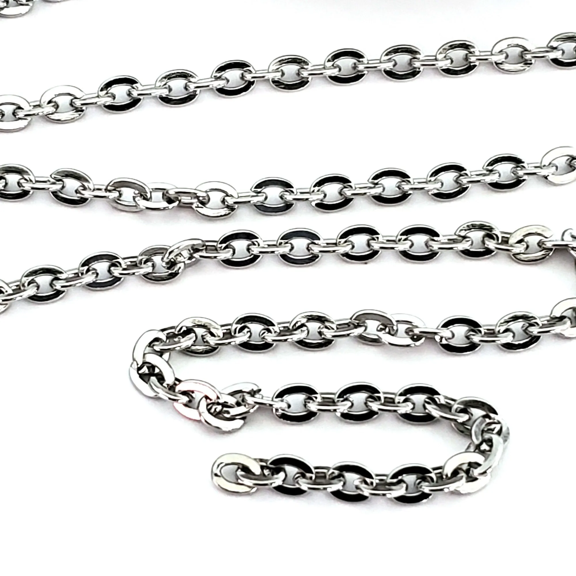 Stainless Steel Chain, 5x4mm Flattened, Open Links, 30 Feet, #1965