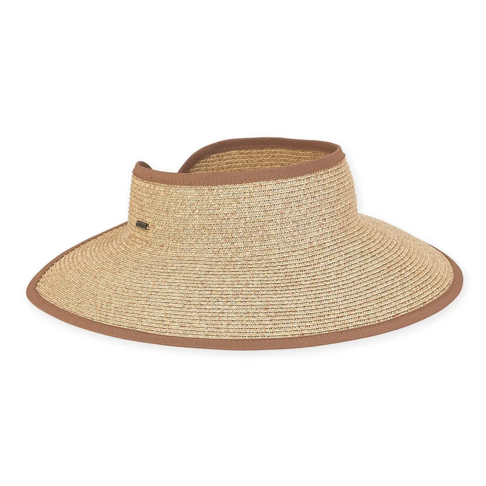 Sydney Paper Braid Roll Up Visor in Brown