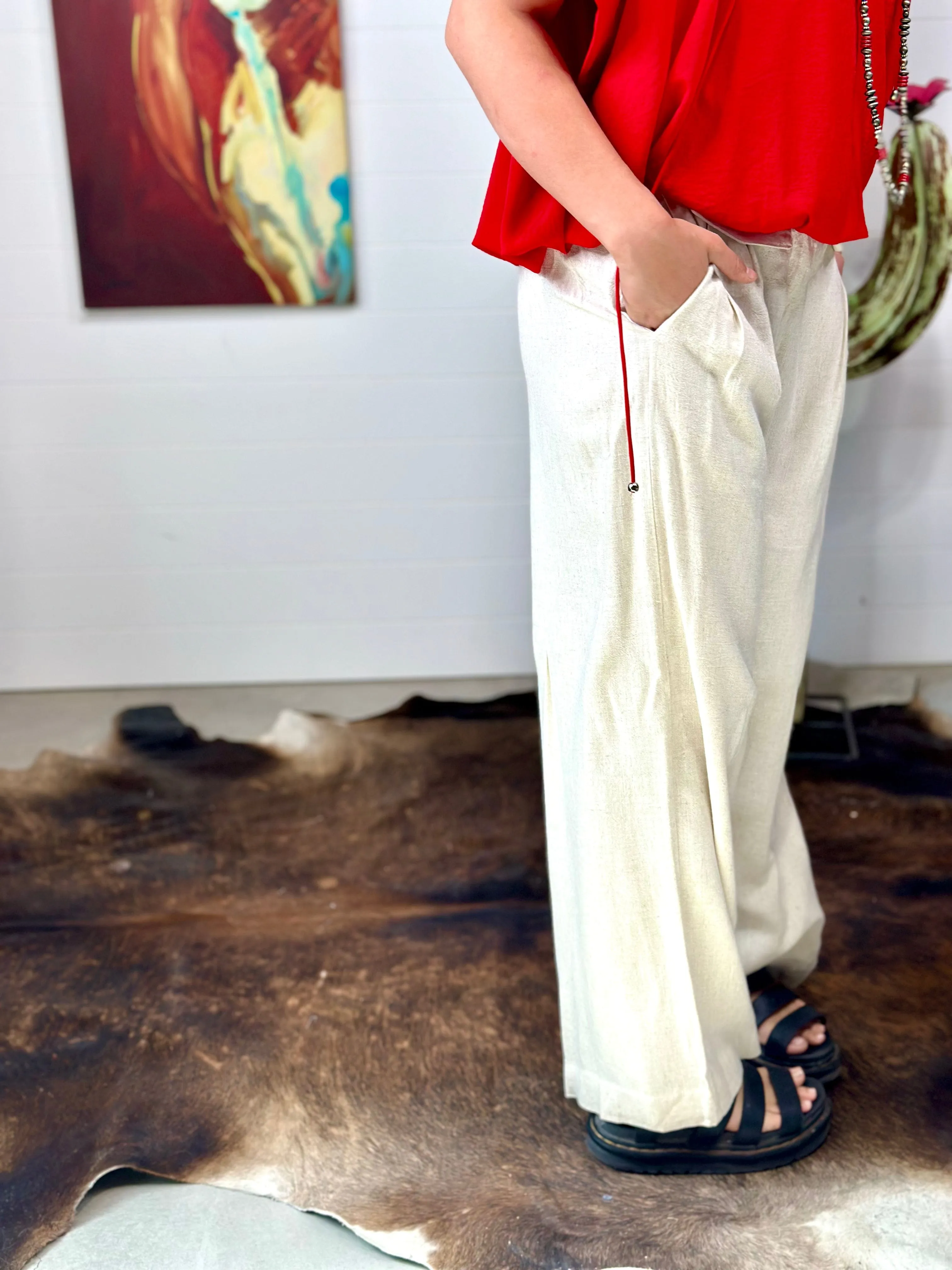 The Bring On Summer Wide Leg Linen Like Pants