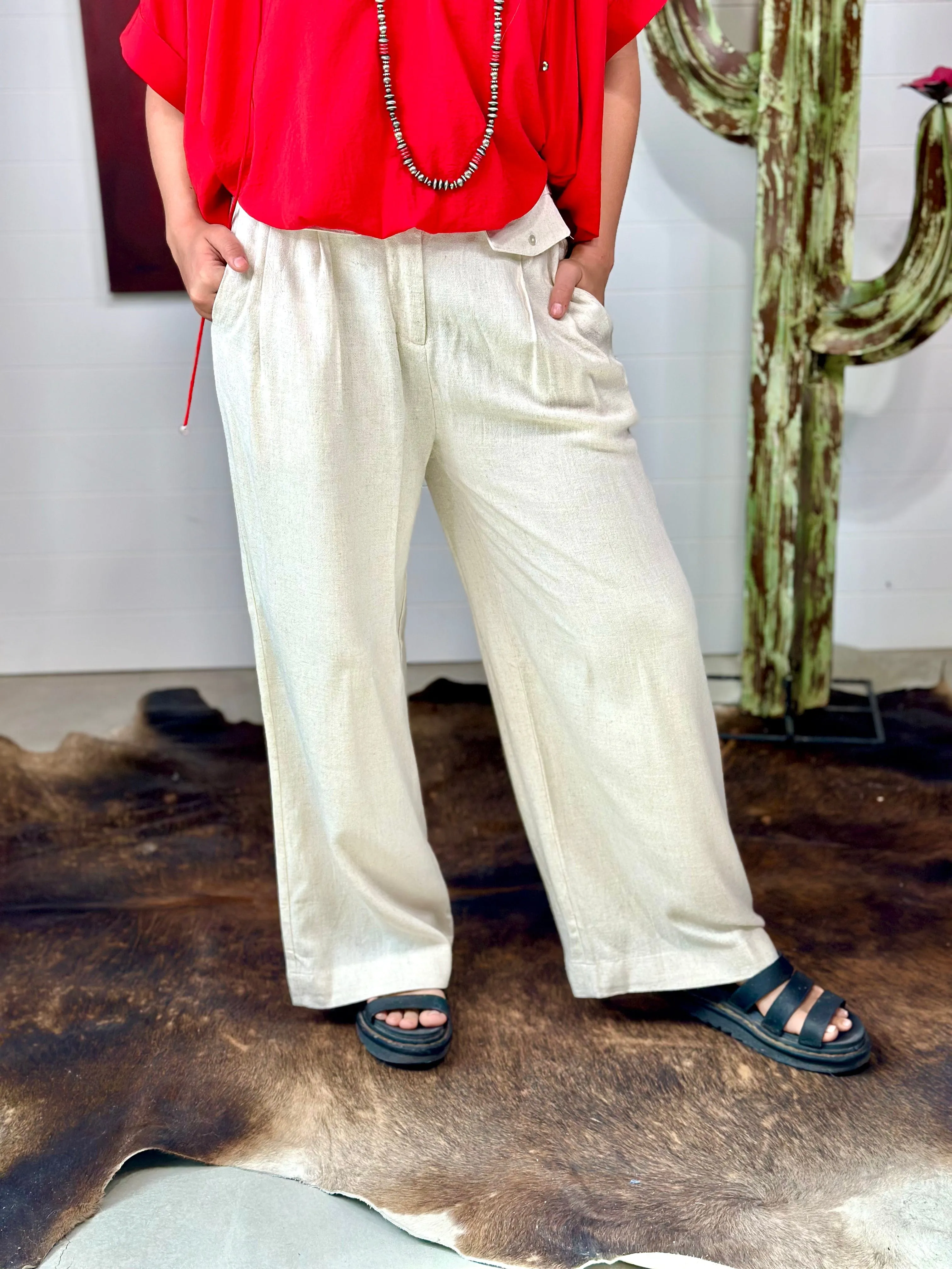 The Bring On Summer Wide Leg Linen Like Pants