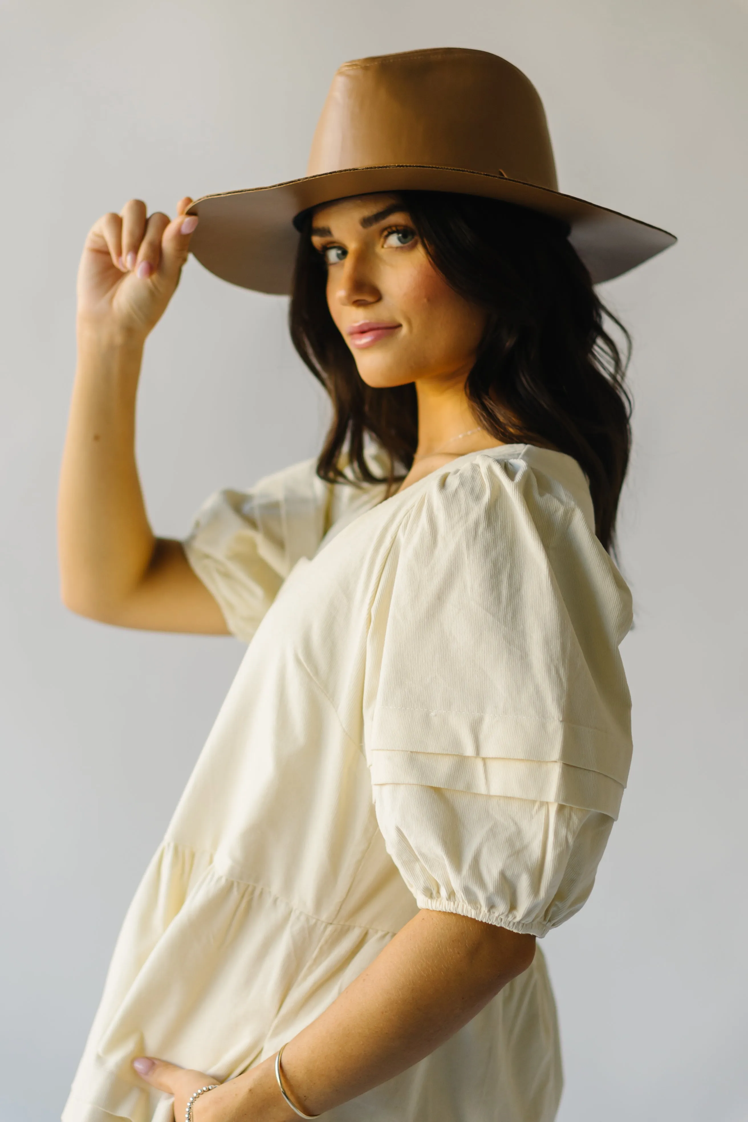 The Owensville Corduroy Midi Dress in Cream