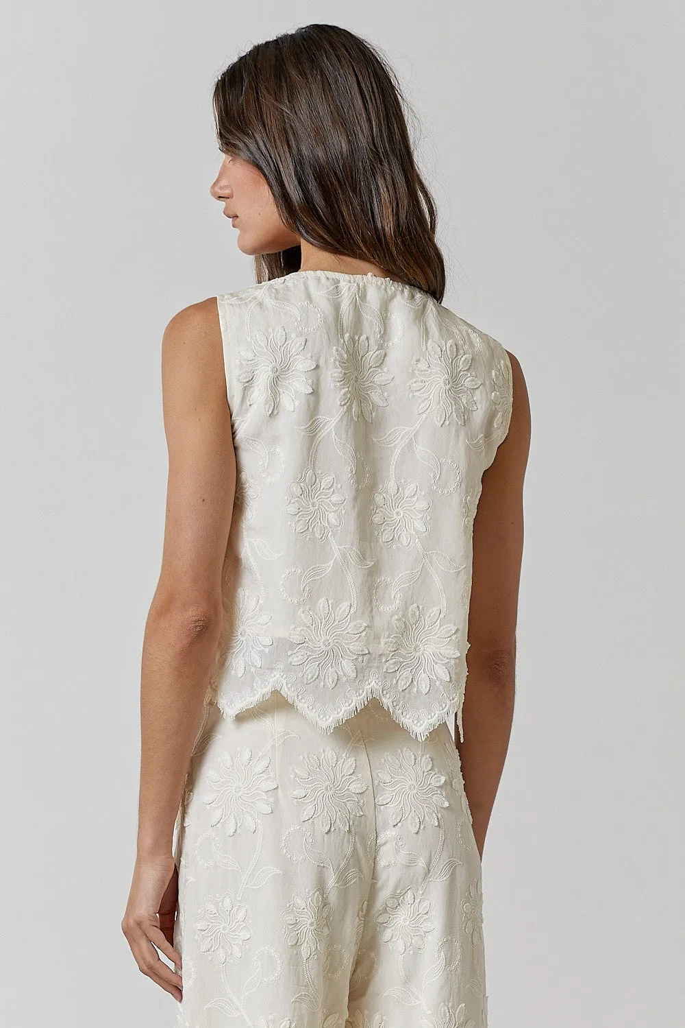 The Tidal Embroidered Tie Blouse