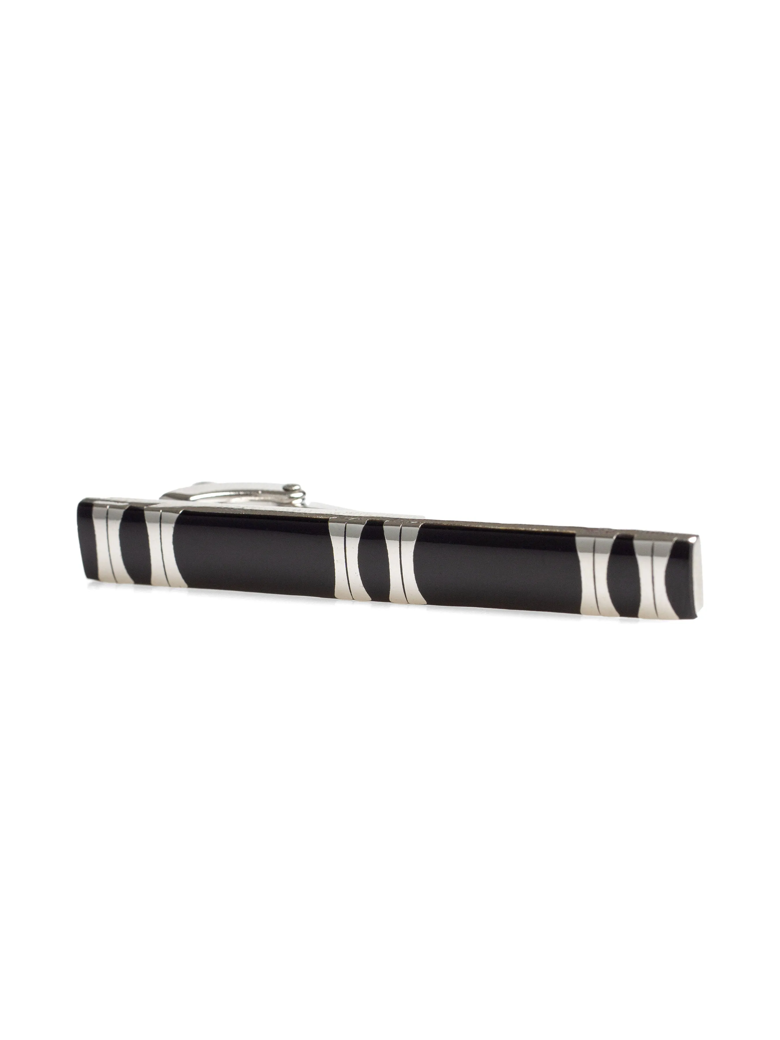 Tie Clip - Double Bar Stripe Black