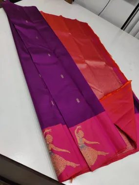 Traditional Bharatnatyam Dancers Design Kanjeevaram Silk Saree for Women -SRISAI001BSD