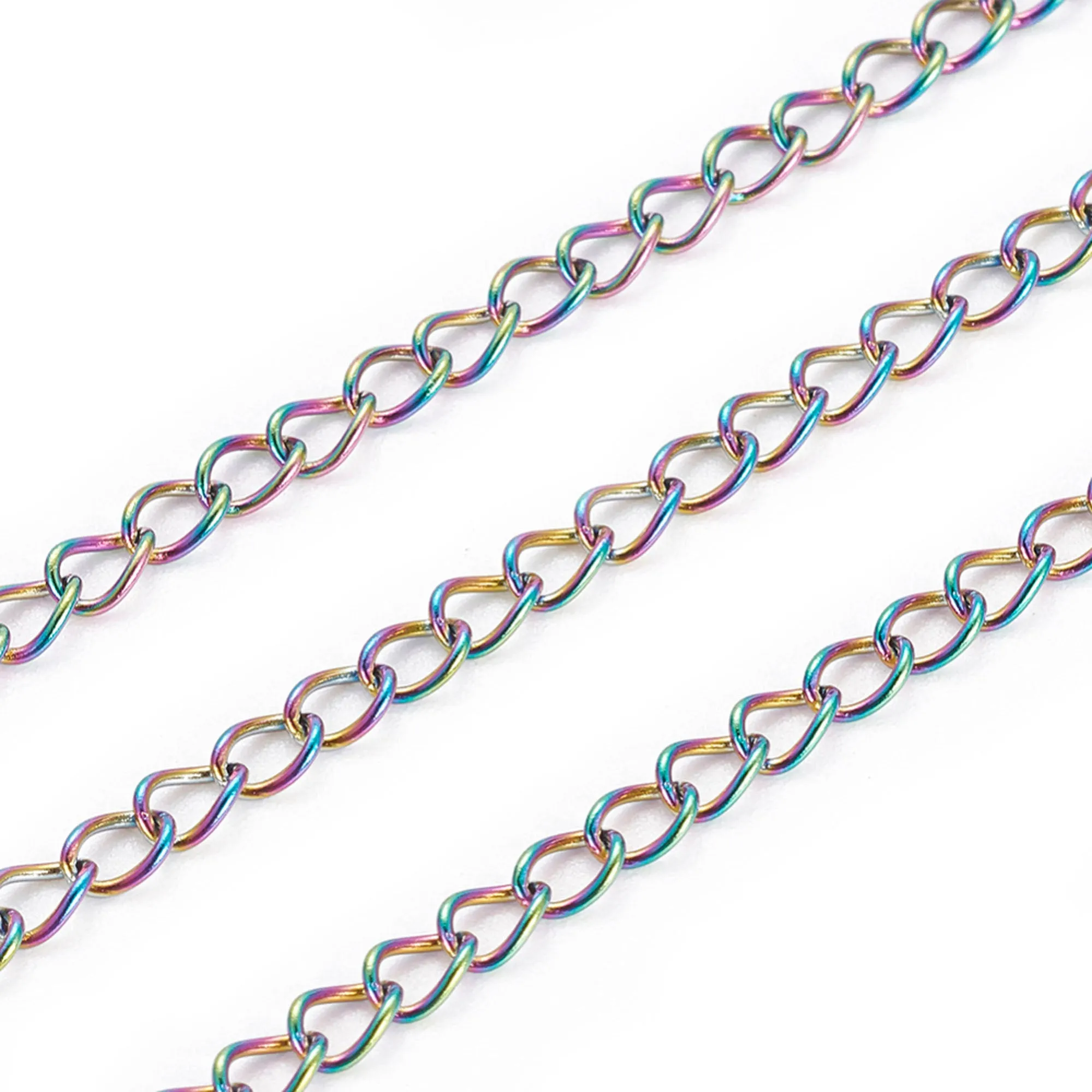 Twist Chain, Stainless Steel Titanium Plated Soldered Links,4.5x3x0.5mm, 30 Feet Spooled, #1925 MC