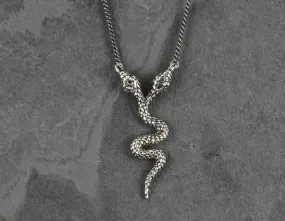 Two-Headed Snake Necklace - Silver