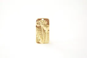 Vermeil Gold Wholesale or Sterling Silver Floral Flower Rectangle Bar Charm Gold Dandelion Tulip Lillies Lotus Poppy Flower Pendant [A104]