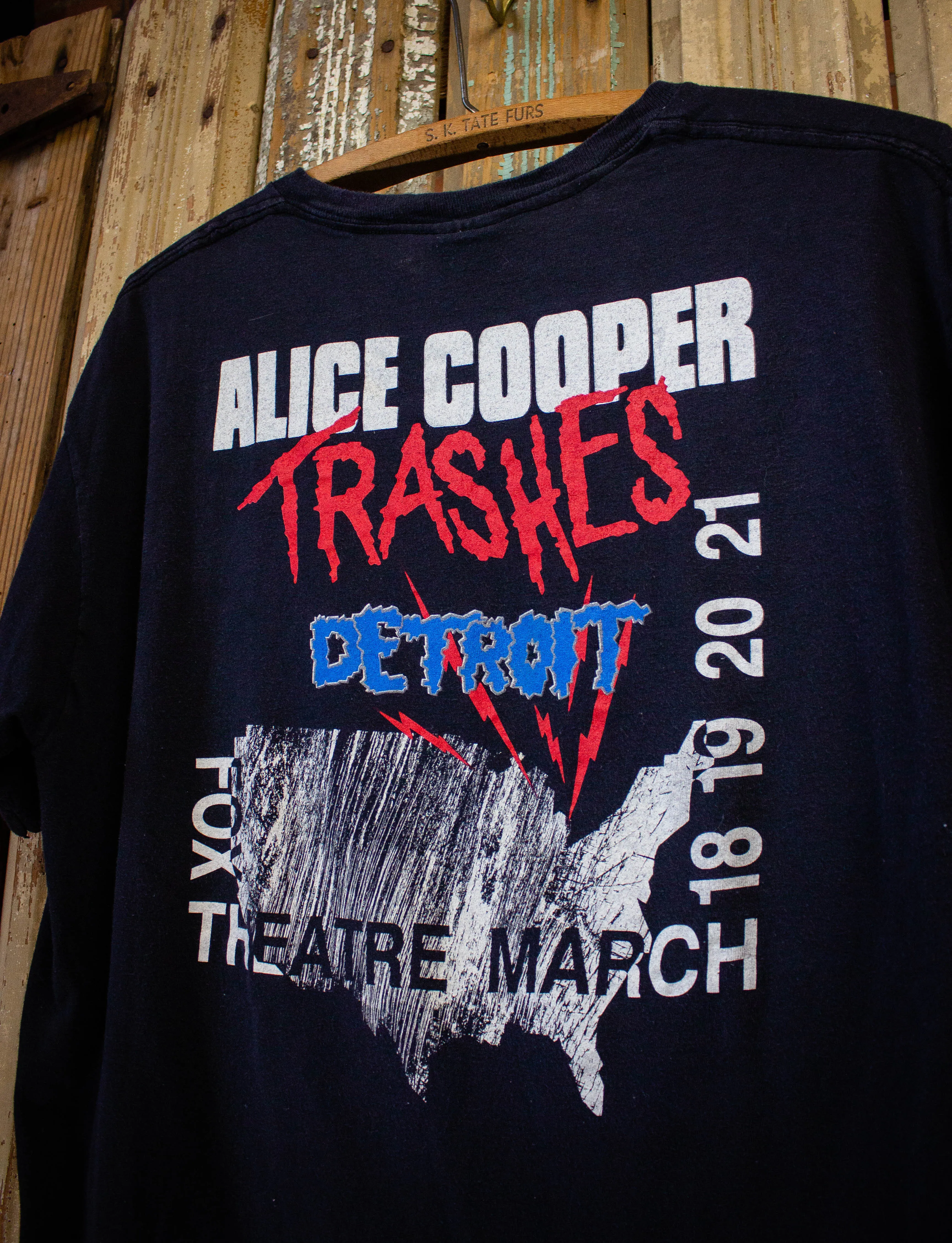 Vintage Alice Cooper Trashes Detroit Concert t Shirt 1989 Black XL