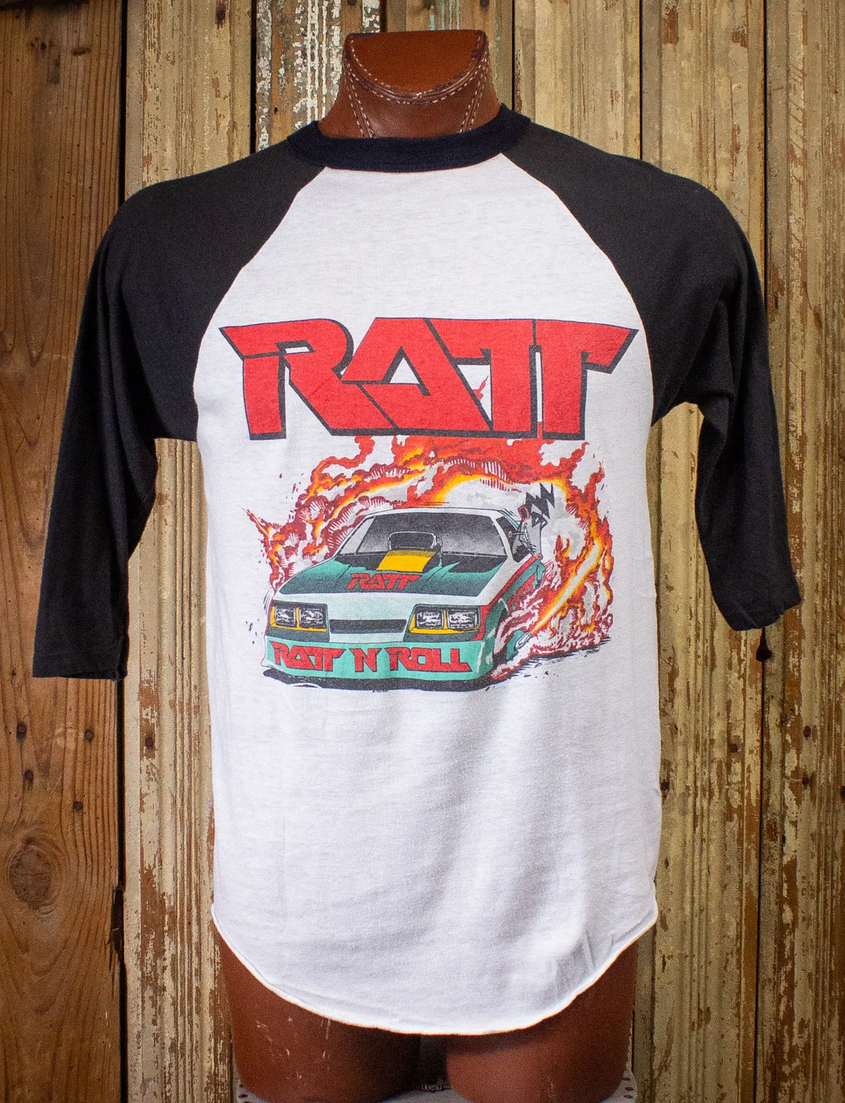 Vintage Ratt Dancing Undercover World Tour Raglan Concert T Shirt 1987 Black/White Large