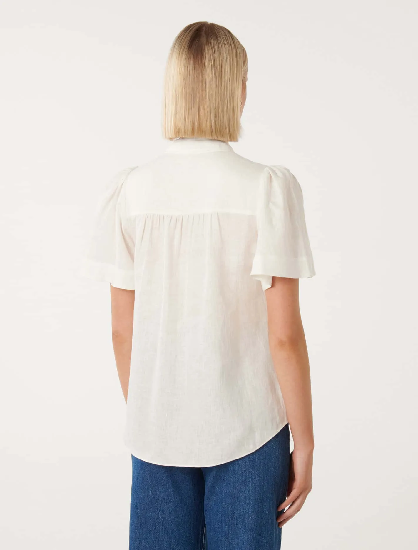 Winnie Linen Flutter Sleeve Blouse