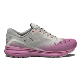 Women's Brooks Ghost 15, Grey/Coconut/Fuchsia, 10.5 B Medium