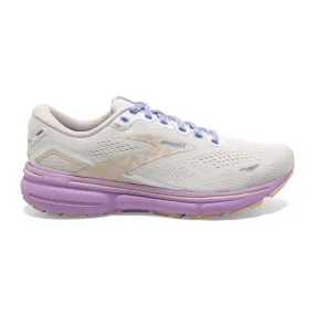 Women's Brooks Ghost 15, White/Parchment/Lavendula, 12 D Wide