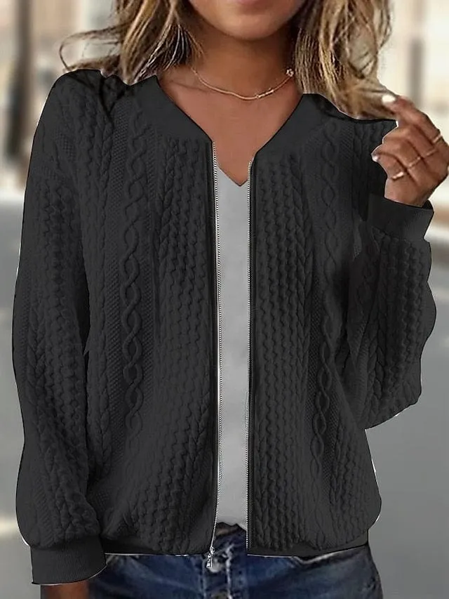 Women's Cozy Textured Zip Up Sweatshirt for Fall & Winter