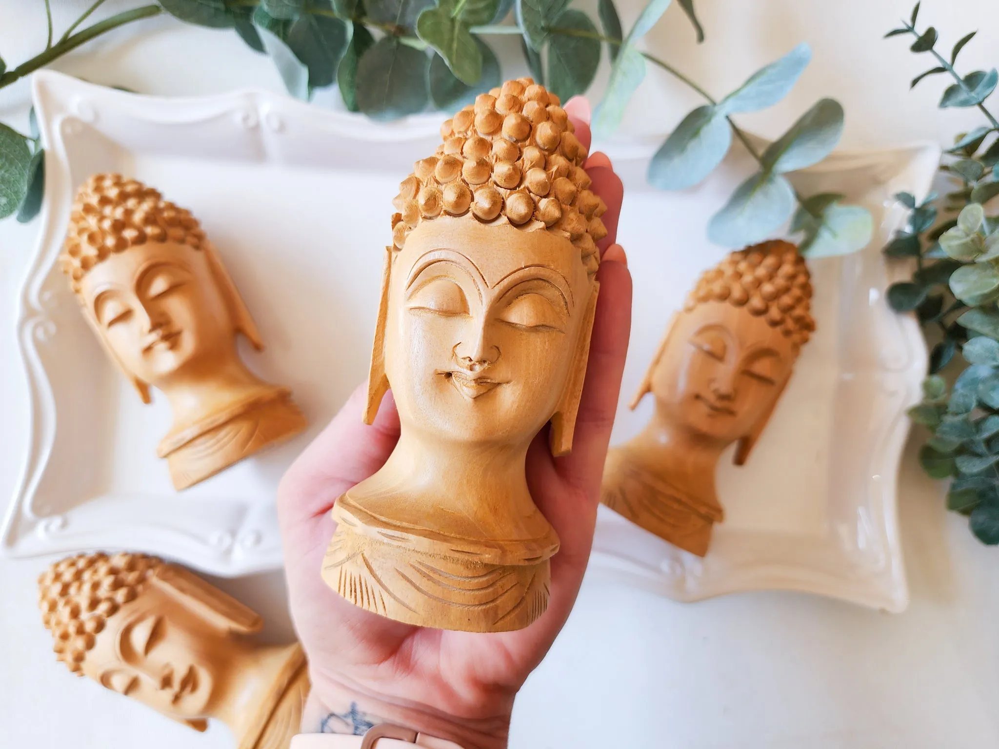 Wooden Buddha Head Carving || 5