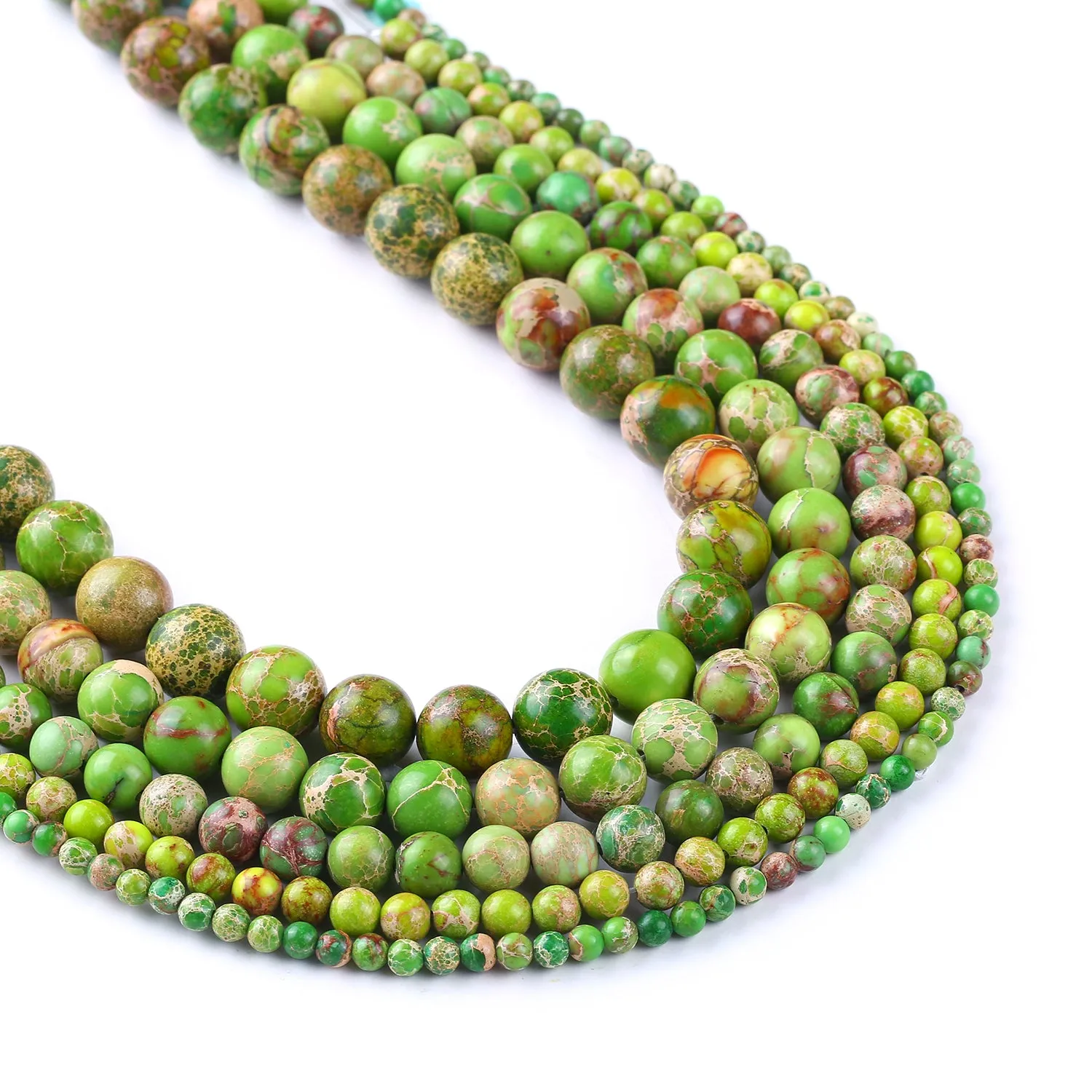 Yellow Green Sea Sediment Jasper Beads 4 6 8 10 12mm Round Imperial Impression Stone 15'' Full Strand 103008