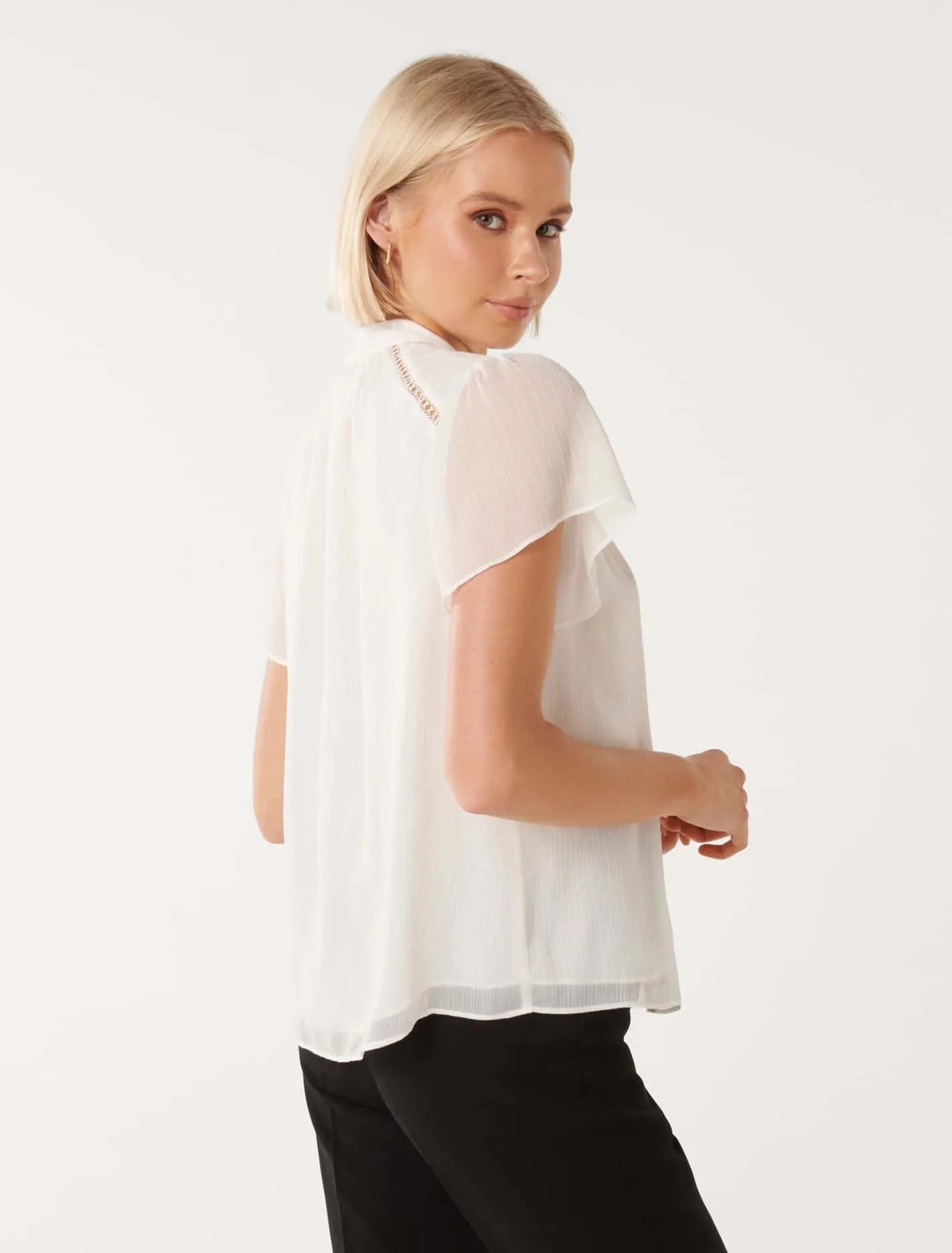 Yvonne Flutter Trim Spliced Blouse